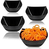 PLASTICPRO Disposable Square Serving Bowls, Party Snack or Salad Bowl, Plastic Black Pack of 4, 8 OUNCE, Black