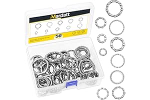 Mardatt 50Pcs 10 Kinds of Bike Ball Bearing Headset Retainer Kit, Silver Crank Caged Wheel Ball Bearing, 4mm to 8mm / 1/6” to