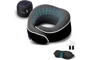 Proglobe Orthopedic Neck Pillow Travel Neck Pillows for Airplanes, Memory Foam Kit, Airplane Travel Set with 3D Contoured Eye