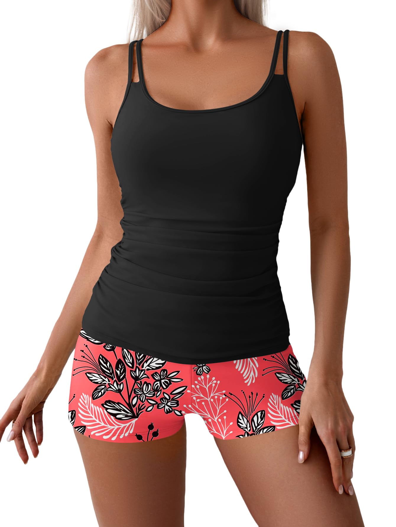 Eomenie Women's Swimsuit Tankini Set Modest Tummy Control Slimming ...