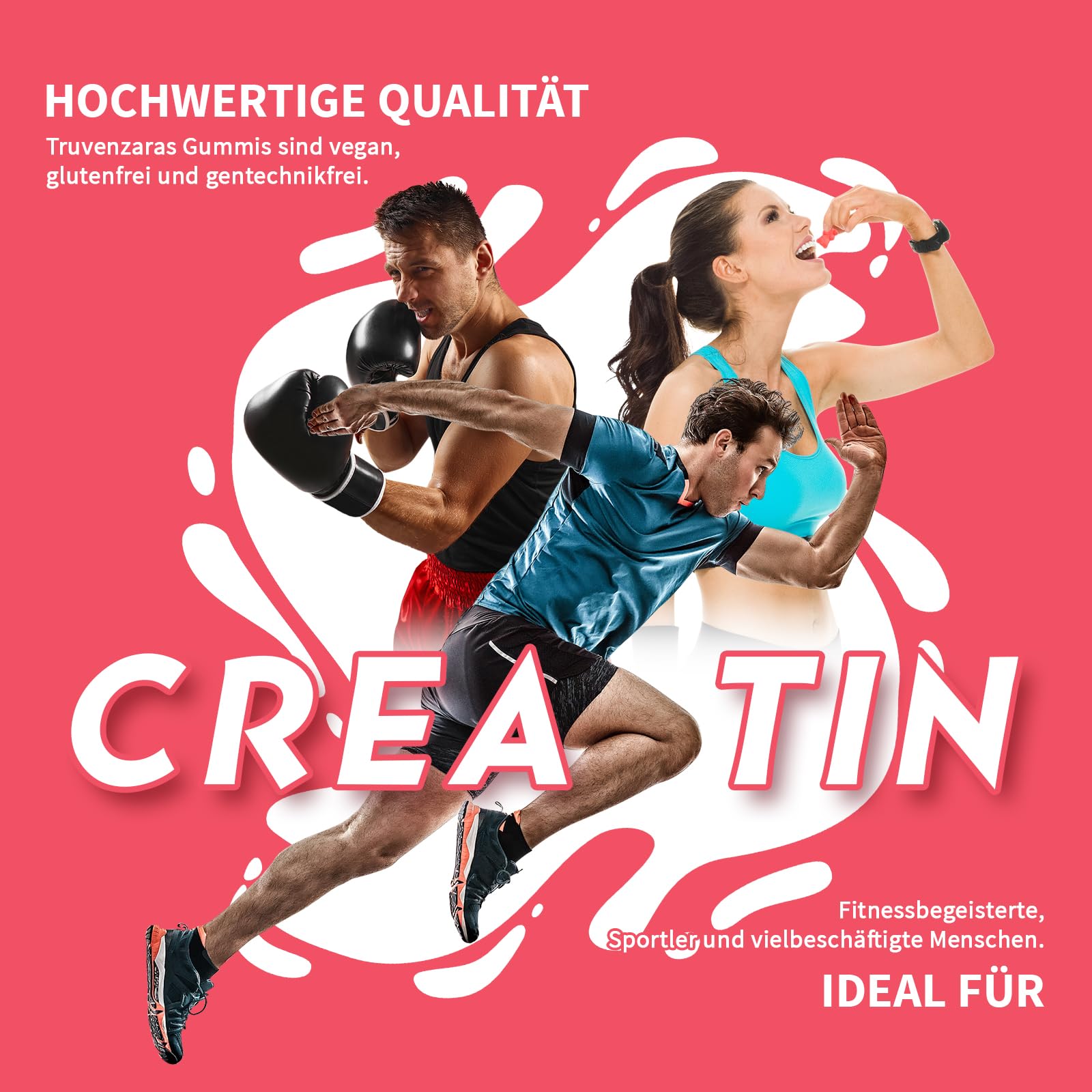 Truvenzara Kreatin-Gummies Komplex 5000mg pro Portion, 5-in-1-Formel mit Taurin & Vitamin B6, Kaubares Creatin-Monohydrat für Männer und Frauen, Beerengeschmack, Vegan (60 Stück (1er Pack)) 6