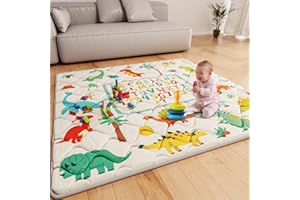 ieBabay Baby Play Mat 50x50 Playpen Mat Upgraded Thicker Baby Floor Play Mat Waterproof Baby Playmat Cushioned Anti- Slip Crawling Mat for Babies Toddlers Infants Tummy Time(50x50, Letter Dino)
