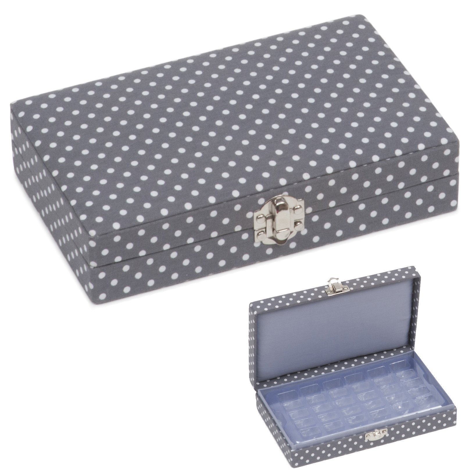 Hobby Gift HOBBYGIFT Storage Box, Mini Grey Spot, 20 x 12 x 4.5cm