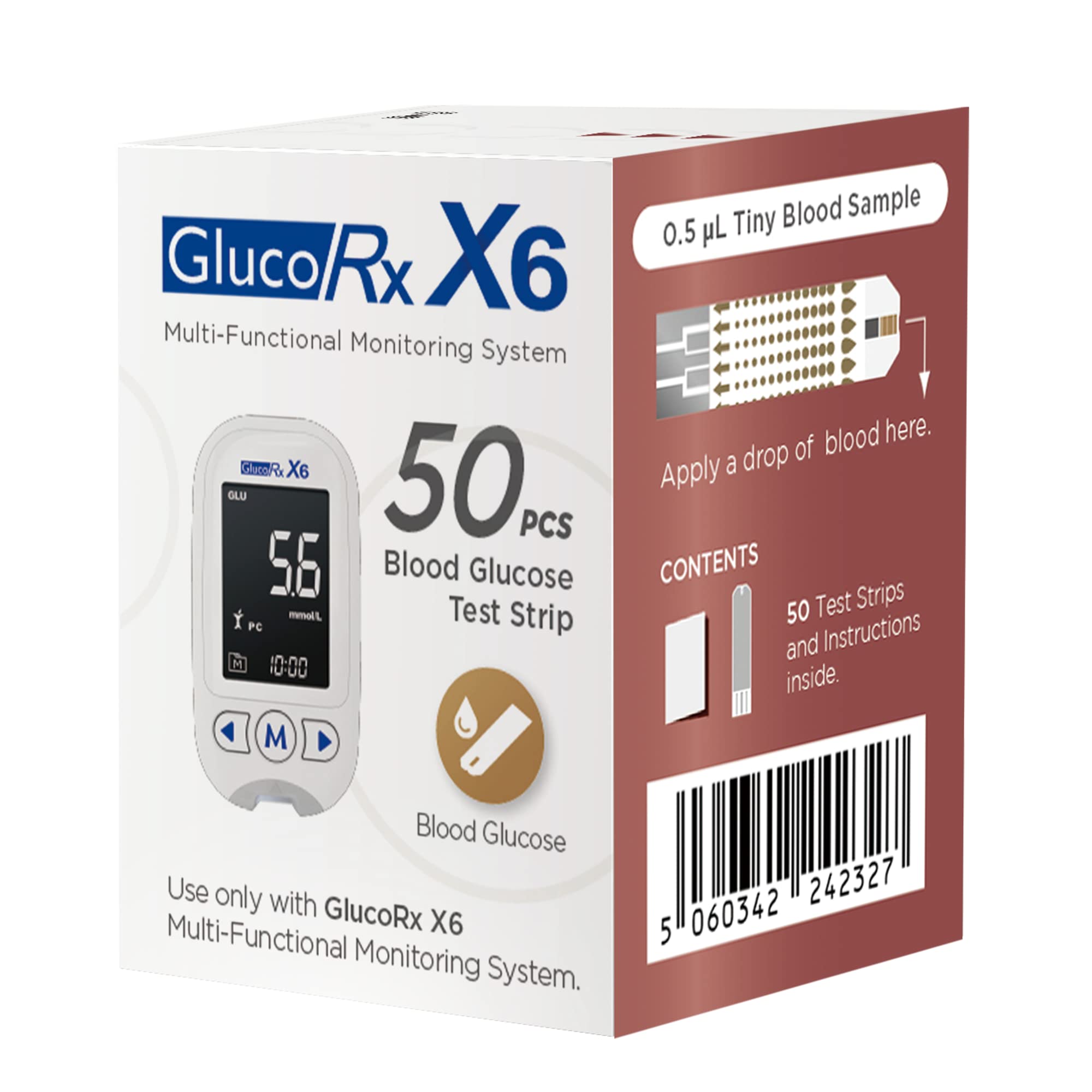GlucoRx X6 Test Strips 50 in a Pack.