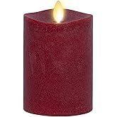 Luminara - Flameless LED Battery Operated Flickering Pillar Candles - Red - Pack of 1-3x4.5 - Realistic Moving Flame Real Wax