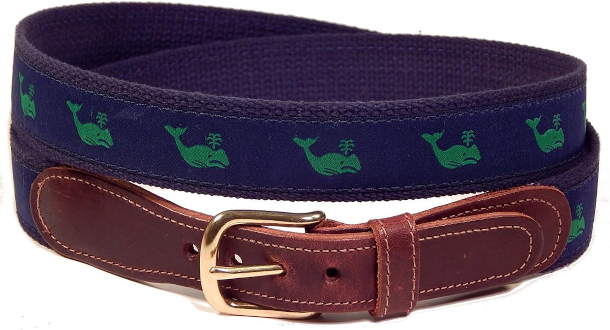 Preston Leather Whale Belt Blue at Amazon Men’s Clothing store