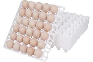 AUGXIXI 10Pcs Plastic Egg Tray 30-Cell Egg Flats Egg Crates, Stackable Egg Cartons Flats for Egg Packing, Storage, Shipping Fresh Eggs