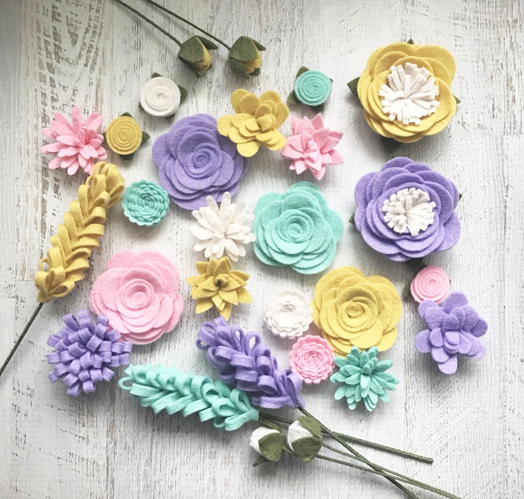 Wool Felt Fabric Flowers Flower Embellishment Spring Large Posies