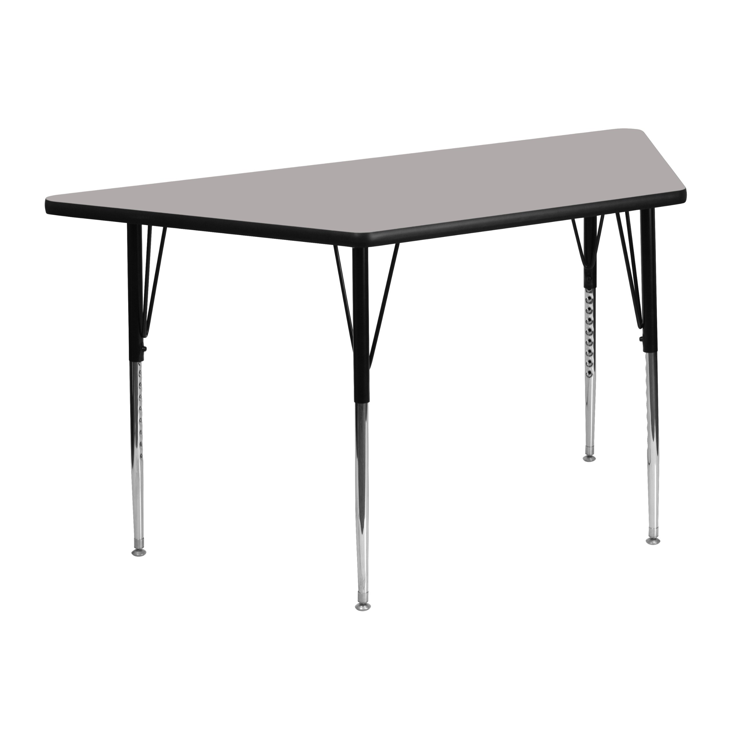 Photo 1 of Flash Furniture Wren 22.5''W x 45''L Trapezoid Grey HP Laminate Activity Table - Standard Height Adjustable Legs