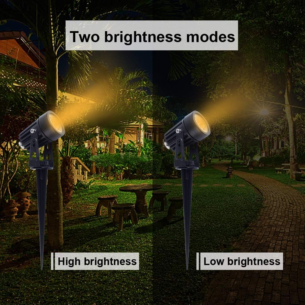 APONUO Solar Spotlights Landscape Lights Low Voltage Outdoor Solar Spotlight IP65 Waterproof 9.8ft Cable Auto On/Off with 4 Warm White for Outdoor Garden Yard Landscape Downlight (4-in-1): Home & Kitchen