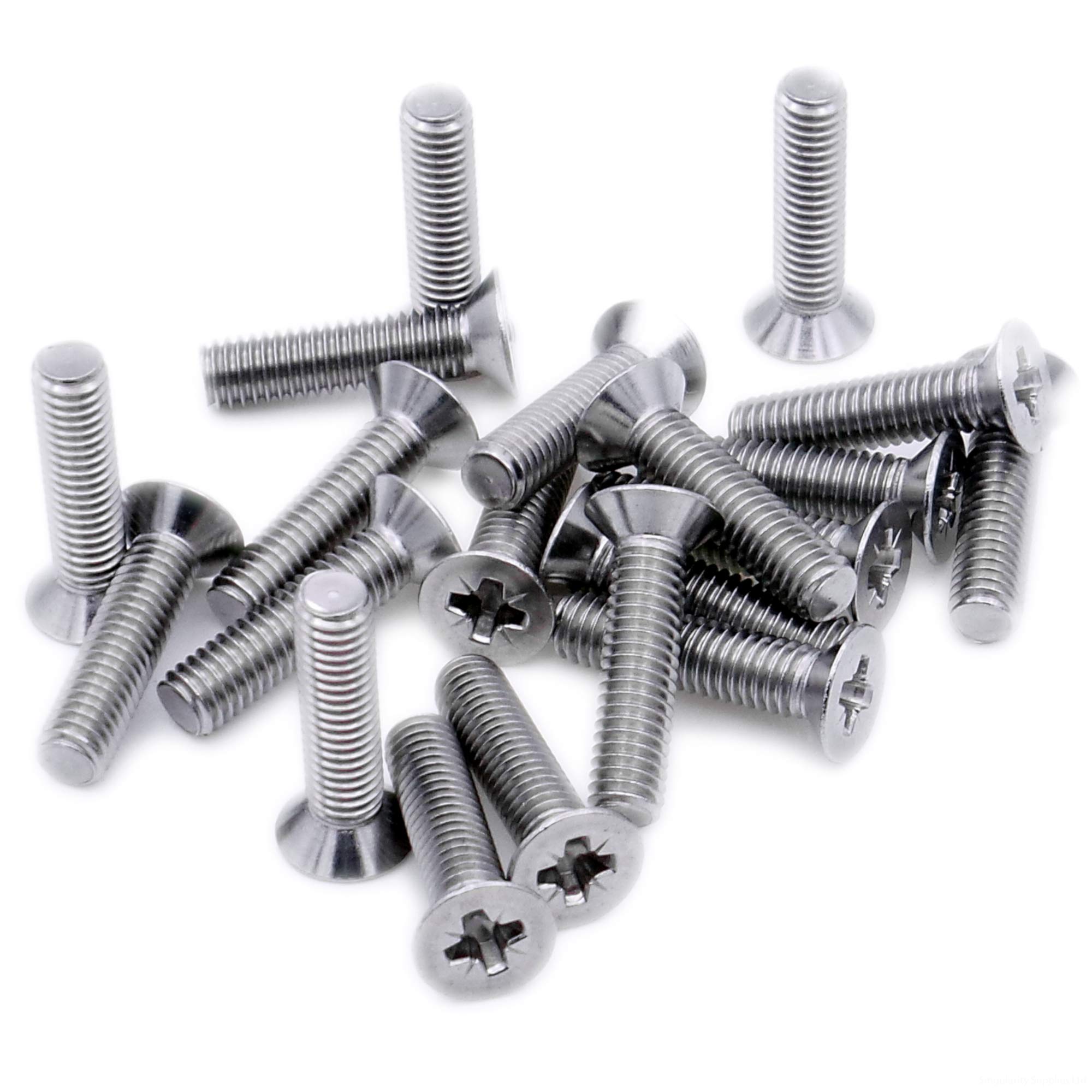 M5 (5mm x 28mm) Pozi Countersunk Machine Screw (Bolt) - Stainless Steel (A2) (Pack of 20)