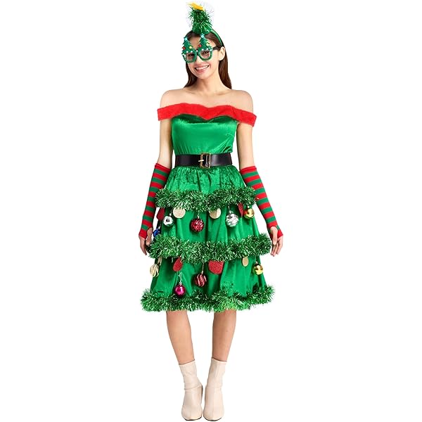 knee length dresses for ladies Decorated Christmas Tree Dress main image 0