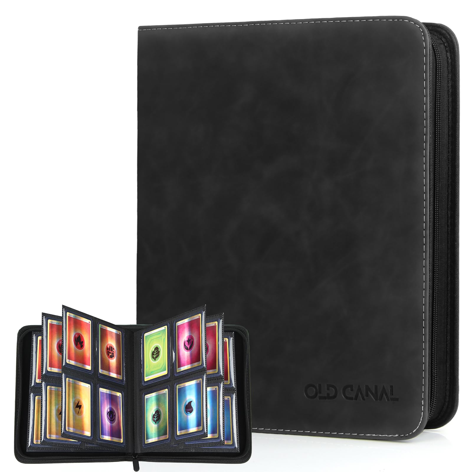 Old Canal Top Loader Binder, 4 Pockets Card Binder Holds 112 Top Loaders, Premium Trading Card Collection Holder, Top Loader Storage Album for TCG, Sports Cards, Black (FOR TOP LOADERS ONLY) — image 1