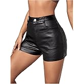 MakeMeChic Women's Faux Leather High Waist Stretchy Shorts Skinny Bodycon Bottom