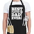 Funny Grilling Aprons for Men Dad - Best Flippin’ Dad Ever - Men’s Funny Chef Cooking BBQ Grill Apron with 2 Pockets - Birthday Father's Day Christmas Gifts for Dad, Step Dad, Father in Law, Husband
