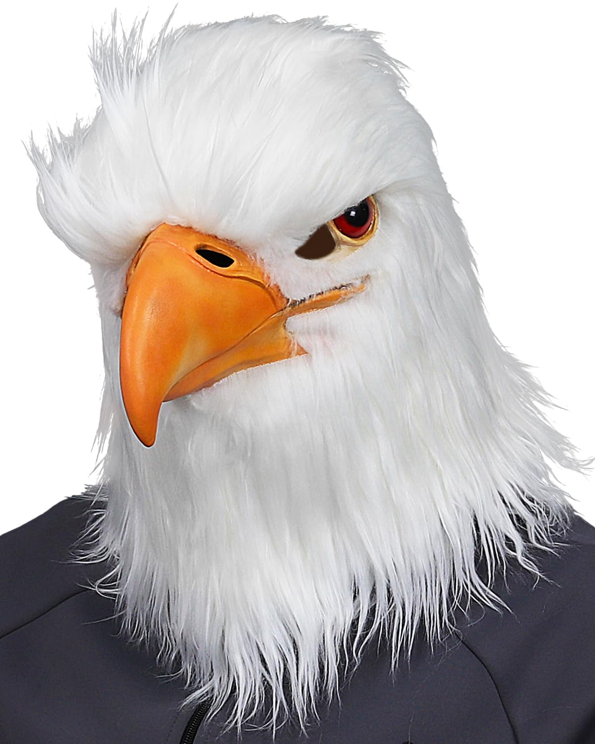 shayulajiao Halloween White Eagle Mask - Latex Full Head with Simulated Fur - Detailed, Lifelike - Ideal for Adults & Teens - Cosplay, UK Carnival, Halloween Party