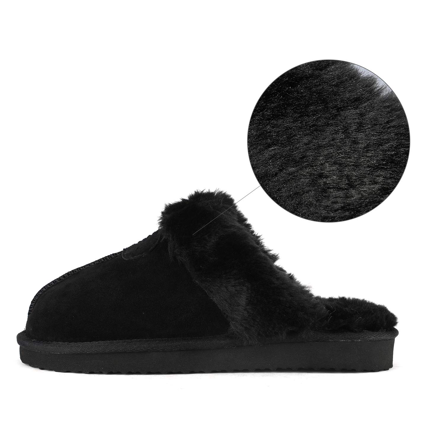 DREAM PAIRS Women's Cozy_05 Black Suede Faux Fur Winter House Slippers Size 8.5-9 M US - Image 4