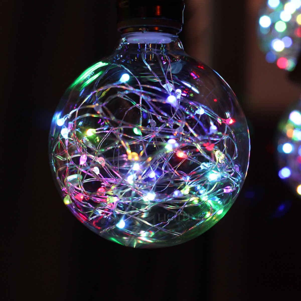 Judy Lighting - G95 LED Edison Flickering Bulb E26 Decorative Twinkling Starry Glass String Light Bulb Colorful Flashing Globe Sparkle Fairy Light, Romantic Festive Holiday Decoration