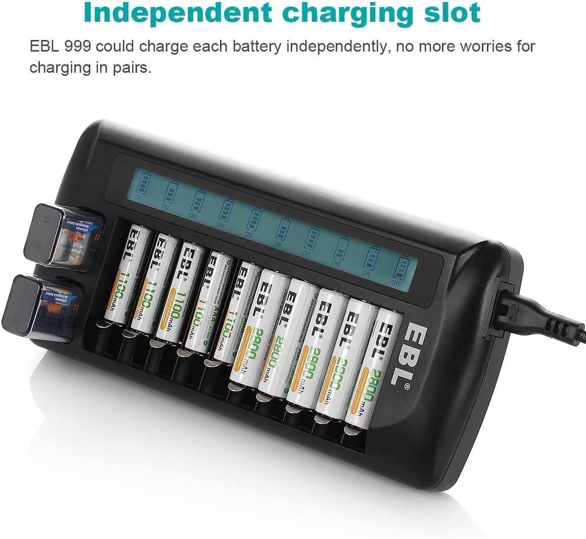 EBL 12 Bay LCD Universal Battery Charger for Rechargeable AA AAA 9V NIMH NICD Batteries: Electronics