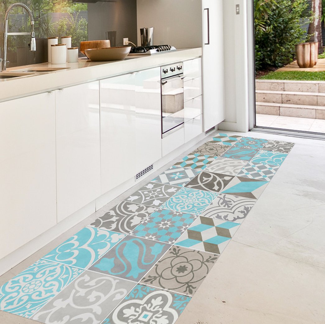 Viniliko Carpet Antique, Vinyl, Turquoise, 66 x 150 x 3 cm