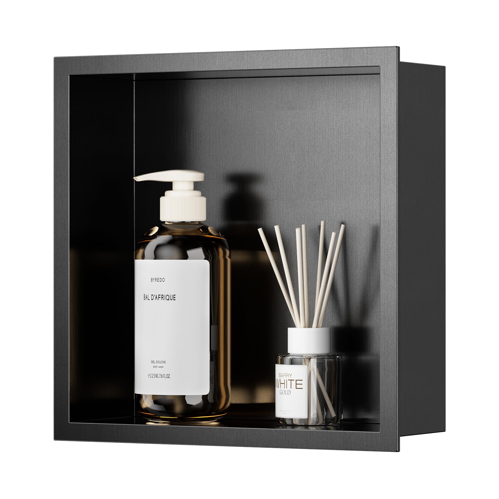 Photo 1 of QAOYEDE Stainless Steel Shower Niche No Tile Needed 12"x12", Niche for Shower, Recessed Shower Shelf for Bathroom Storage, Nano Black