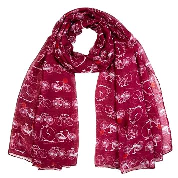 Amazon Com Ladies Bicycle Print Chiffon Scarves Hooded Hair Band