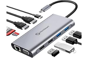 UtechSmart USB C Hub,Triple Display USB C Laptop Docking Station, 11 in 1 USB C Dock with Dual HDMI, VGA, PD3.0, SD TF Card Slot, 4 USB Ports Dual Monitor Adapter Compatible for MacBook and Windows