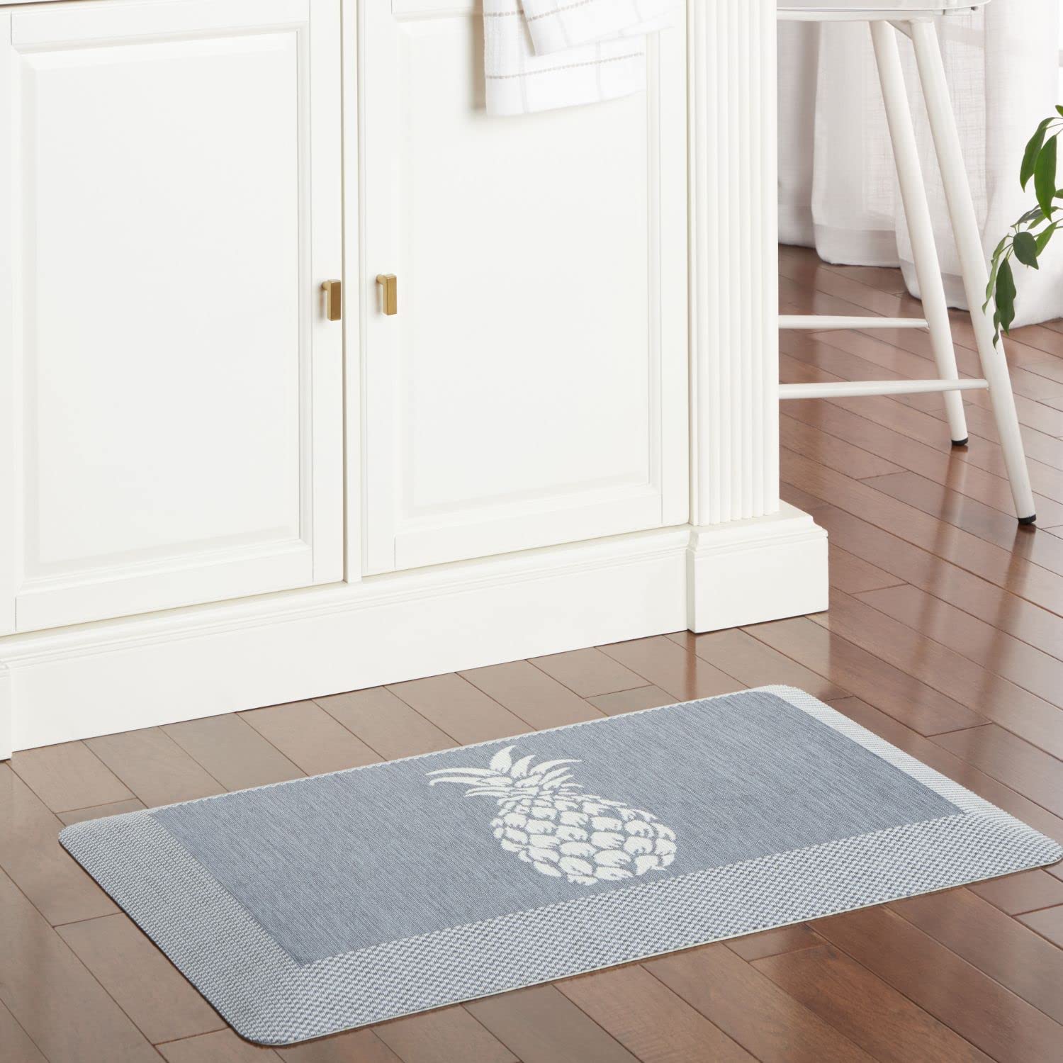 Martha Stewart Aloha Modern Pineapple Anti-Fatigue Air-Infused Kitchen Mat, Blue, 19.6