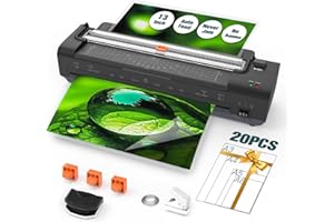 13 Inch Laminator Machine with Auto Paper Feed, Never Jam A3 Thermal & Cold Lamination, 20 Laminating Sheets, 10-in-1 Laminat
