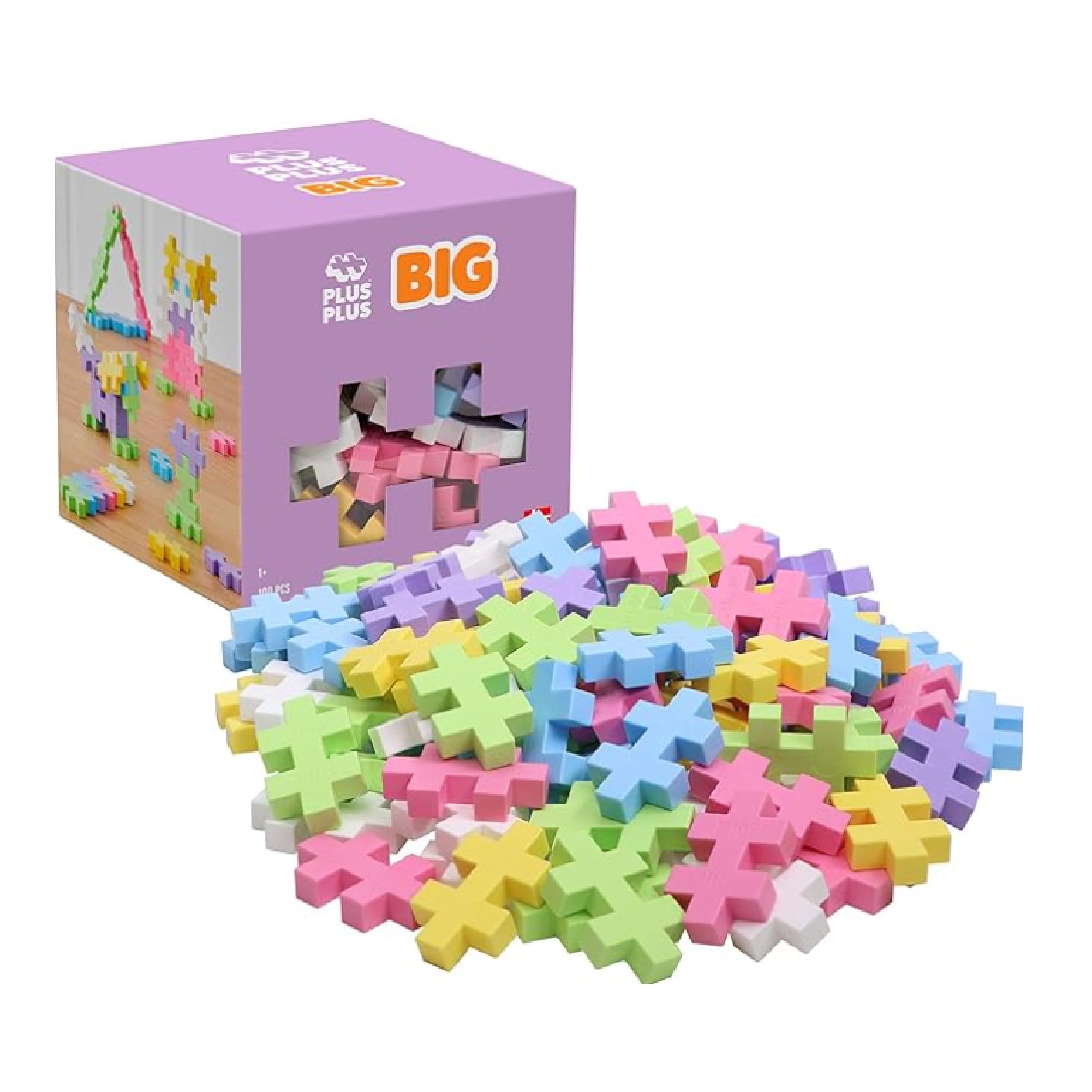 Photo 1 of PLUS PLUS Big - Open Play Set - 100 Piece - Pastel Color Mix, Construction Building Stem/Steam Toy, Interlocking Large Puzzle Blocks for Toddlers and Preschool