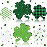 Wenqik 6 Pcs St. Patrick's Day Wooden Signs Irish Clover Shamrock Wooden Table Centerpiece Ornaments Decoration Green Farmhouse Wood St Patricks Day Tiered Tray Decor for Holiday Fireplace Home
