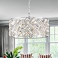 CATINER Chrome Crystal Chandeliers, 4-Light Modern Semi Flush Mount Ceiling Light, D12'' Small Round Crystal Hanging Pendant Light Fixtures for Dining Room Kitchen Island Entryway Hallway