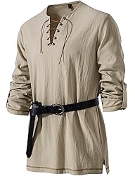 JEMITOP Men's Renaissance Costume Retro Lace Up