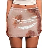 Floerns Women's Tie Dye Bodycon Mini Skirts Shiny Sequin Low Rise Waist Party Pencil Skirt