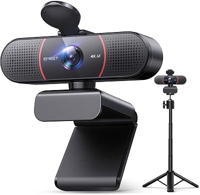 EMEET C960 4K Webcam with Tripod, 4K Sensor, Adjustable Height 360° Swivel
