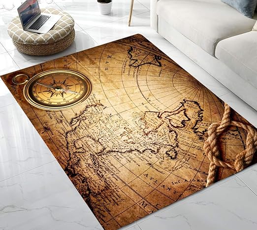 Amazon Com Old Compass Vintage Map Pattern Area Rug For Living