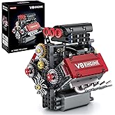 WINGIFT V8 Engine Building Set,V8 Engine Model kit that Run,Build Your Own STEM Mini V8 Model Engine Kit with Battery and Motor,8-Cylinder Car Engine Building Engineering Toys for Kids Adults(478PCS)