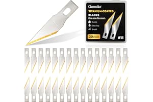 Gomake Exacto Knife Blades #11 Titanium Coated Replacement Blades for Precision Hobby Knife, 30 Pack