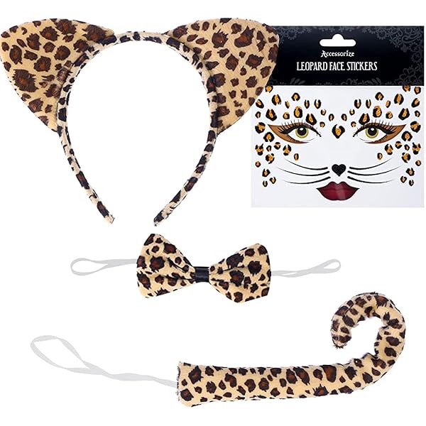 3Pcs Faux Fur Fox Ears Headbands Leopard Print Black Brown Party Cosplay halloween leopard ears - TikTok Shop main image 2