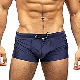 Taddlee Men's Swimwear Swimming Boxer Trunks Briefs Shorts Square Cut Swimsuits (X-Large, Blue)