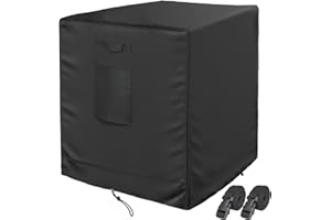 BSTGE Central Air Conditioner Cover for Outside Units, AC Covers for Outside Winter with 2 Straps, Waterproof Cover Fit up to 24x24x30 inchs (Black)