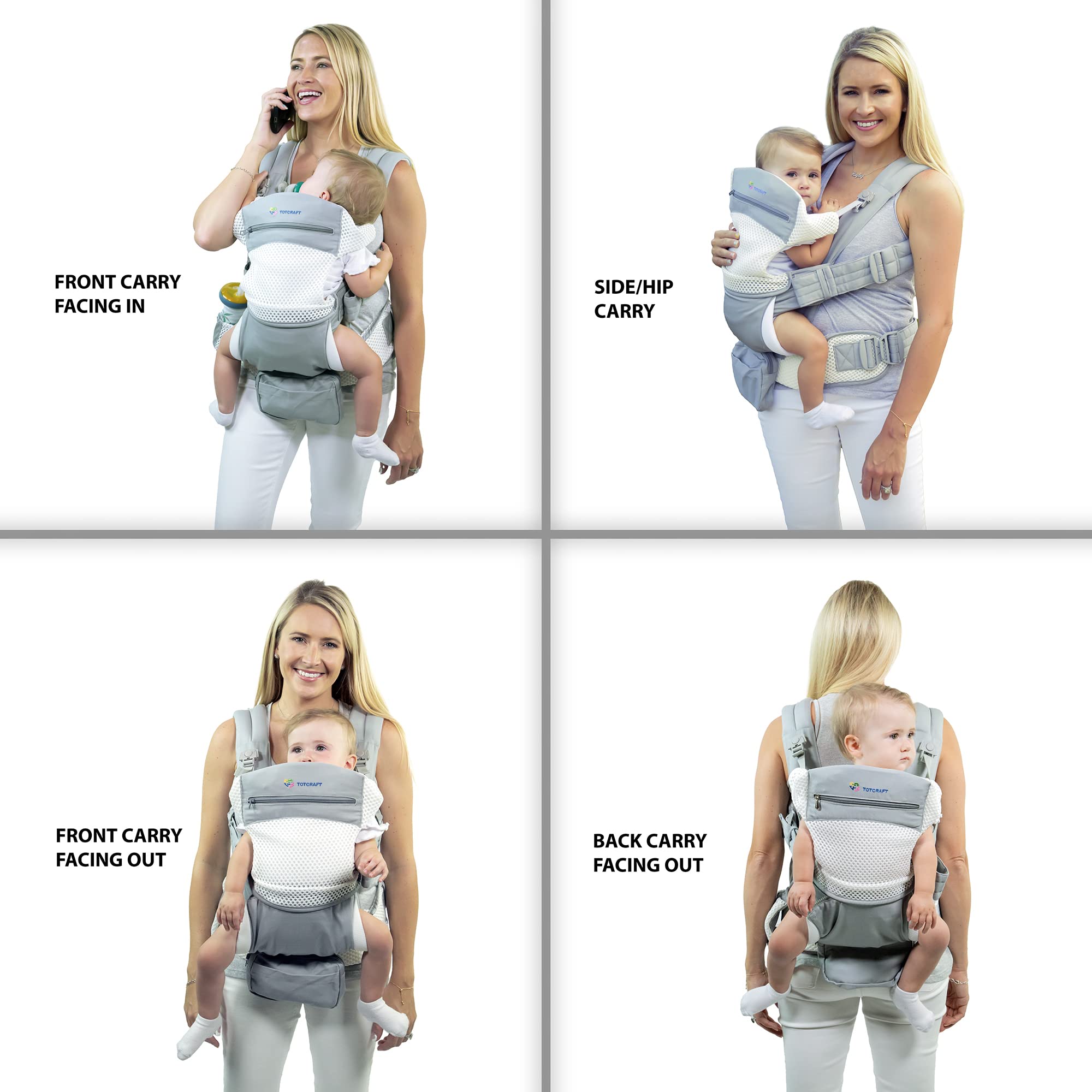 Organic Baby Carrier New Born to Toddler Infant & Child Carrier with Lumbar Support for Men & Women Baby Backpack Carrier for Hiking - Mesh Grey