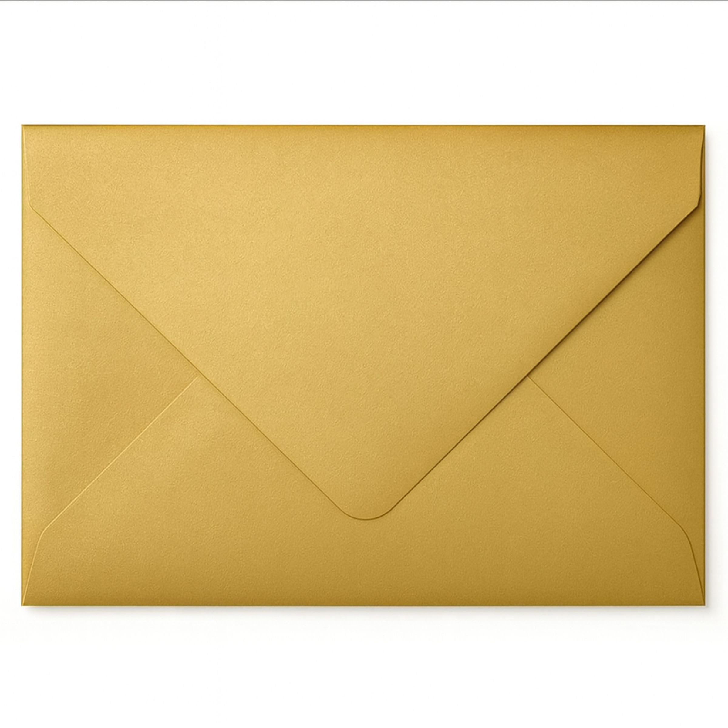 25 Pack 5x7 Gold Envelopes – Metallic Pearlescent – Premium Luxury - 133mm x 184mm - Gummed 100gsm