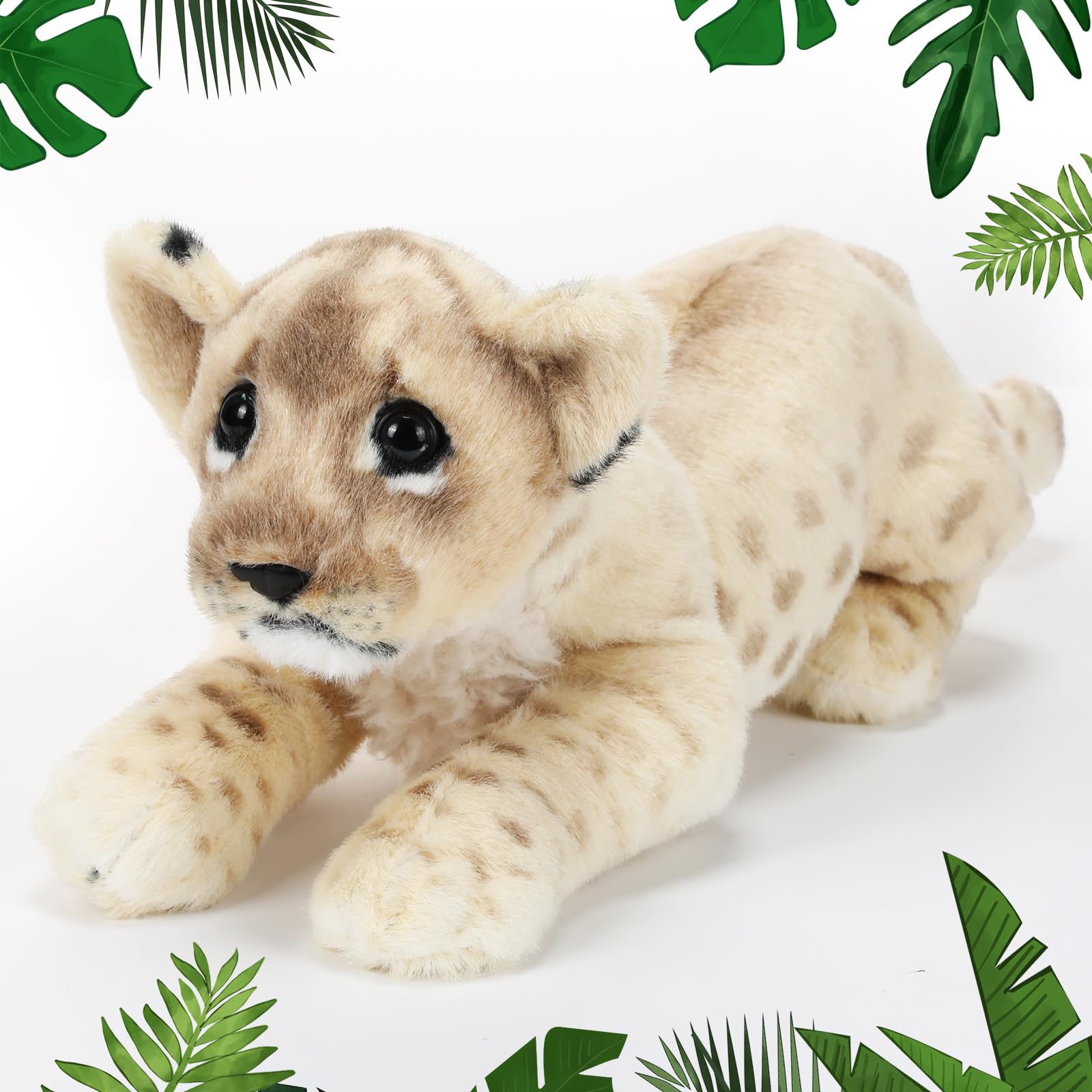Photo 1 of RoundFunny 15 Inch Stuffed Animal Stuffed Tiger Leopard Lion Plush Toys Realistic Plush Gifts Wild Animal Toys Jungle Animals for Boys Girls Birthday Parties Gift(Lion)