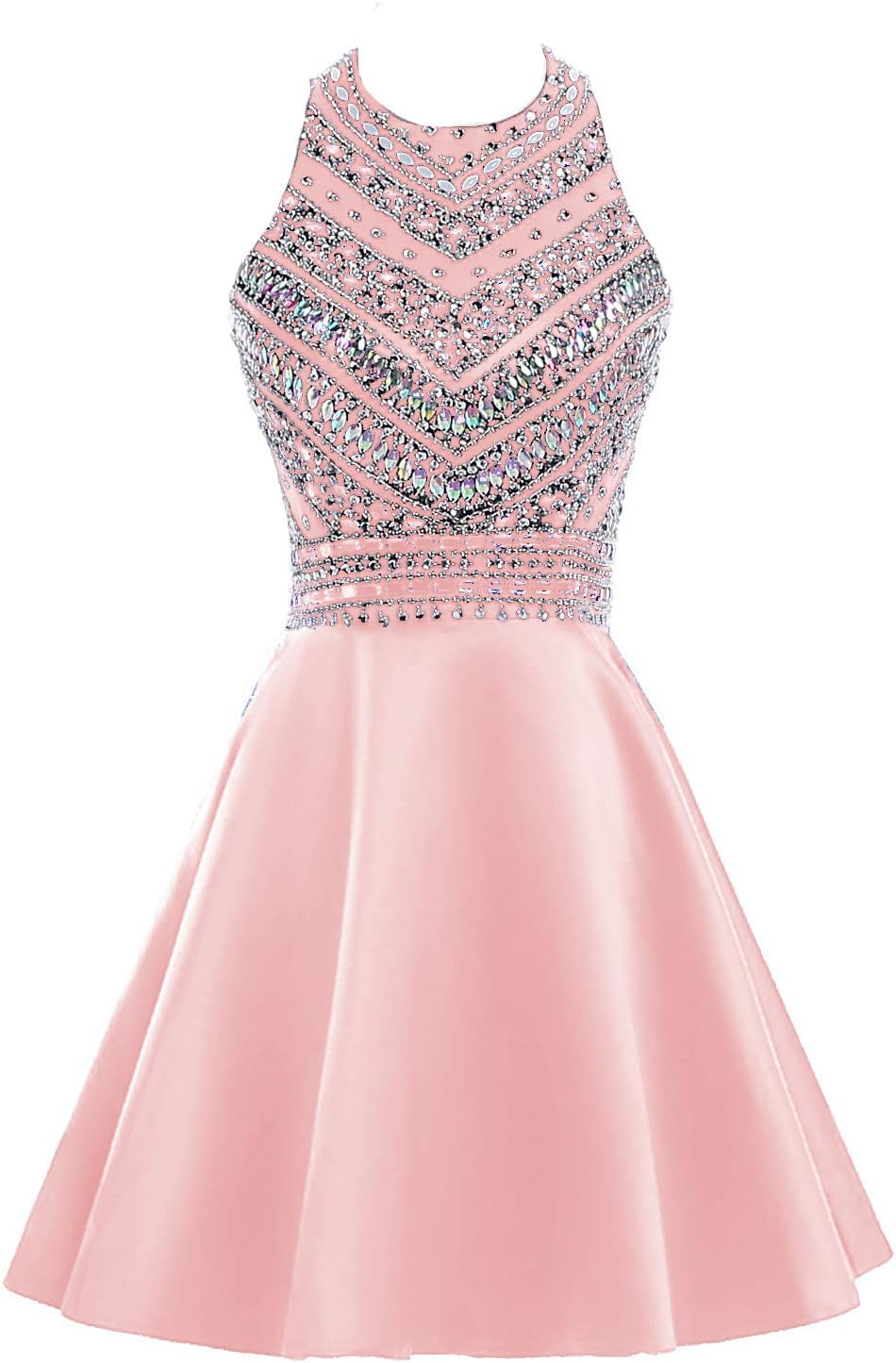 HEIMO Women's Sparkly Beaded Homecoming Dresses Sequined Prom Gowns Short H212