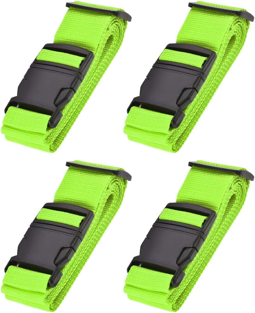 sourcing map Luggage Straps Suitcase Belts with Buckle Label, 2Mx5cm Adjustable PP Travel Bag Packing Accessories, Light Green 4Pcs