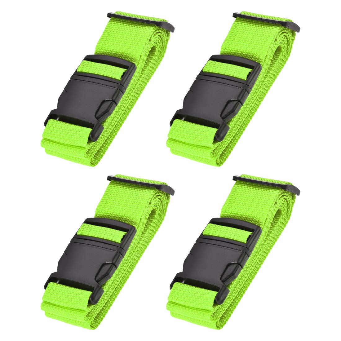 sourcing map Luggage Straps Suitcase Belts with Buckle Label, 2Mx5cm Adjustable PP Travel Bag Packing Accessories, Light Green 4Pcs