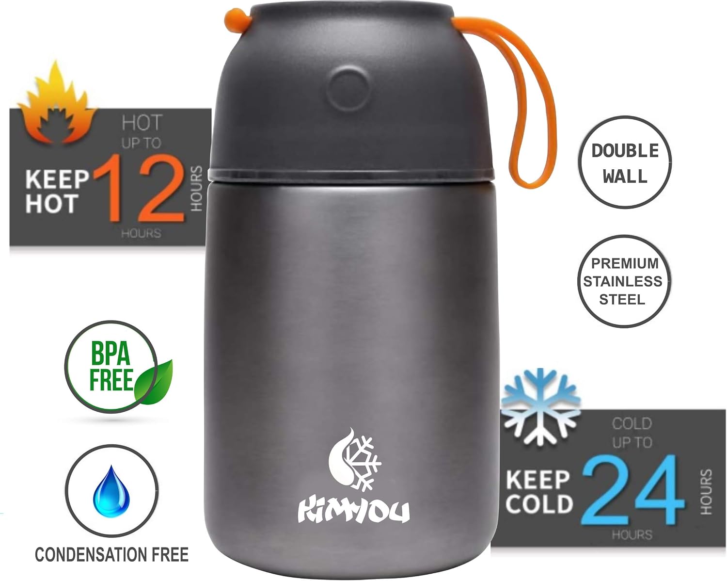 Kimyou food flask 730 ml, Grey, 730ml - Image 3