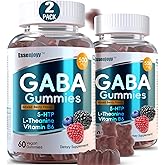 ESSENJOYY Liposomal GABA Gummies 500mg with 5-HTP, L-Theanine & Vitamin B6 -Sugar Free GABA Supplement for Calm & Zzz-60 Servings, Mixed Berry Flavor
