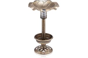 Alpine Corporation TEC358SLR Alpine 29" H Outdoor Pedestal Planter Base and Solar-Powered LED Lights, Bronze Birdbath
